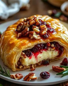 a cranberry and pecan pastry on a plate