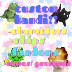 an image of a poster with words and pictures on it that say custom handi? character ship, random nature / product