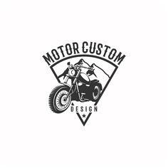 a motorcycle logo with the words, motor custom design on it's front end