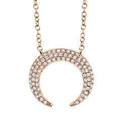 14K gold with 0.20-carat diamond crescent moon pendant pave set necklace. Model Number: SDL55004527 Diamond Earrings Studs Round, Crescent Necklace, Crescent Moon Pendant, Diamond Fashion Rings, Studded Necklace, Moon Pendant Necklace, Crescent Moon Necklace, Diamond Star, Deco Jewelry