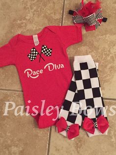 Race Diva racing baby onesie Nascar onesie racing by PaisleyBows Racing Onesie, Motocross Baby, Girl Onsies, Baby Baker, Racing Baby, Track Shirt, Fun Baby Announcement, Girls Names, Baby Life Hacks