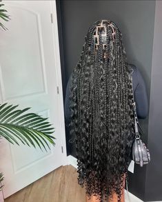 Long Goddess Knotless Braids, Braid Twists Styles Black Hair, Large Boho Knotless, Goddess Knotless Braids, Goddess Knotless, Black Hair Long, Hair Braid Designs, Crochet Locs, Boho Knotless