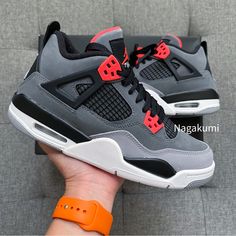 Nike Air Jordan 4 Retro Grey Red Shoes New Release + Rare Shoes These Shoes Come With Youth Size: 5.5 Youth = Women’s 7 (Last) Color: Grey/ Red/ Black Free Gift With Purchase Brand New With Original Box 100% Authentic It Comes With Receipt Classic & Retro Style Ship Same Or Next Day All Sales Final. #Nike #Depop #Aj4 #Streetwear #Sneaker S10 Kids Jordans Size 3, Jordan 4 Shoes For Women, Nike Air Jordan 4 Retro, Rare Shoes, Pretty Sneakers, Nike Air Jordan 4, Jordan Shoes Retro, Pretty Shoes Sneakers, All Nike Shoes