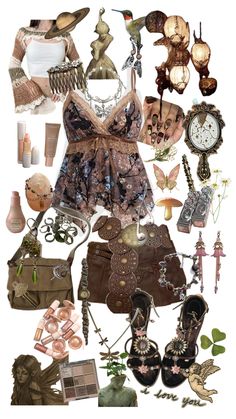 a collage of women's clothing and accessories