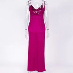 FREE SHIPPING Sexy Satin V Neck Maxi Dress Women Spaghetti Strap Sleeveless Backless Side Split Long Dresses Spring Lady Vestido JKP2097 Sleeveless Satin Suspender Dress For Night Out, Pink Sleeveless Slip Dress With Straps, Pink Slip Dress With Straps For Night Out, Purple Spaghetti Strap Maxi Dress For Night Out, Purple Spaghetti Strap Maxi Dress For Party, Pink Halter Neck Slip Dress For Party, Fitted Cami Maxi Dress For Party, Purple Sleeveless Evening Slip Dress, Pink Sleeveless Stretch Slip Dress