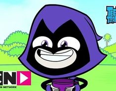 an animated cartoon character wearing a purple outfit