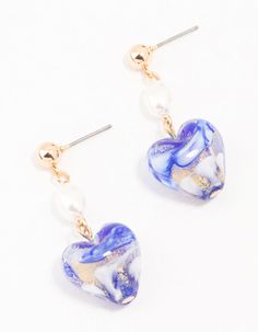 Get ready to sparkle with these gold blue swirl heart drop earrings! Perfect for any beach-chic look, they effortlessly jazz up sundresses or swimsuits. With their swirly design and sunlit shine, they're your go-to for fab summer vibes. Color: Blue Dimensions: Length 35 mm x Width 4 mm | Lovisa Gold Blue Swirl Heart Drop Earrings Swirly Designs, Blue Swirl, Beach Chic, Heart Drop Earrings, Summer Vibes, Swirl, Color Blue, Sparkle, Drop Earrings