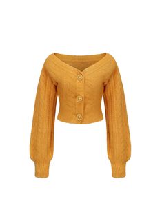 Affordable Yellow Cardigan For Day Out, Luxury Yellow Sweater With Ribbed Cuffs, Cheap Yellow Knit Cardigan, Cheap Yellow Cardigan For Day Out, Luxury Yellow Tops For Winter, Luxury Yellow Winter Sweater, Luxury Yellow Tops For Daywear, Luxury Yellow Cardigan For Fall, Luxury Single-breasted Yellow Outerwear