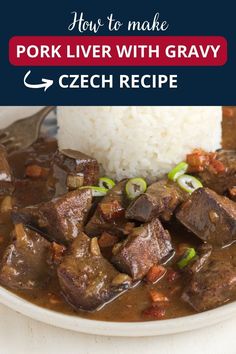 how to make pork liver with gravy and czech recipe on a white plate