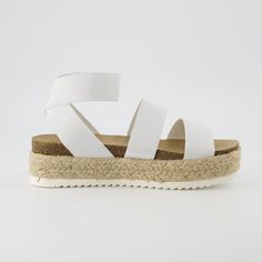 Meet Mandy, a platform espadrille sandal. Slip into these sandals easily with a soft, stretch gore upper and a cushioned insole for all-day wear. Mandy's espadrille-style midsole and traction outsole provide support and stability while the 2-inch platform adds a touch of height. White Beach Sandals, Spring Shoes 2024, Graduation Sandals, Aesthetic Summer Shoes, Shoes For Dresses, Shoe Ideas For Women, Cute Platform Shoes, Cute Sandals For Summer, White Summer Shoes