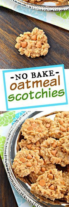 no bake oatmeal cookies on a plate with the title above it