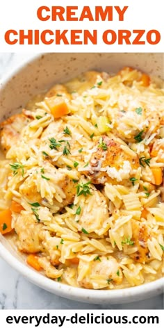 this creamy chicken orzo is an easy and delicious dinner