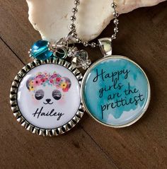 Happy girls are the prettiest ~ Panda face necklace with name ~ personalized animal necklace for girls ~ custom Christmas gift for girls Toddler Necklace, Mama Bear Necklace, Happy Girls Are The Prettiest, Necklace With Name, Panda Face, Daughter In Law Gifts, Necklace For Girls, Animal Necklace, Face Necklace