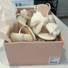 Vegan Pearl Size 8 Camellia Pleated Bow Heel Worn Once On My Wedding Day. Very Comfortable Shoe With Block Heel! Best Wedding Shoes, Fun Wedding Shoes, Loeffler Randall Shoes, Bow Heels, Heeled Sandal, Ivory Pearl, Loeffler Randall, Pearl Size, My Wedding