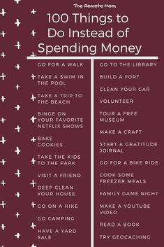 Link doesn't match photo because original link was spam, so I Iinked to a good, real one. I still refer to this pic though.😊 45 Things To Do On A No Spend Weekend, Save Money In A Month, Things To Do No Money, Activities That Don't Cost Money, Fun Things To Do On A Budget, Tips For Budgeting Money, Don’t Spend Money, No Spend Weekend Ideas, No Money Dates