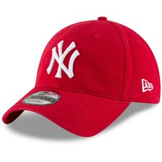 Red Short Brim Baseball Cap For Spring, Casual Red Hats For Baseball Season, Casual Red Hat For Baseball Season, Casual Red Baseball Hats, Casual Red Dad Hat For Baseball Season, Red Curved Bill Hats For Spring, Red Curved Bill Hat For Spring, New York Yankees Hat Outfit, Yankees Hat Outfit