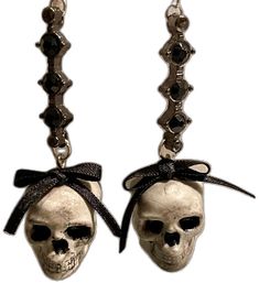 Gothic Skull Earrings For Party, Black Skull Earrings For Gift, Black Skull Print Earrings As Gift, Adjustable Gothic Skull Earrings, Adjustable Black Skull Earrings, Nickel Free Black Skull Earrings, Adjustable Black Skull-shaped Earrings, Black Skull Earrings For Parties, Black Gothic Earrings With Skull Print