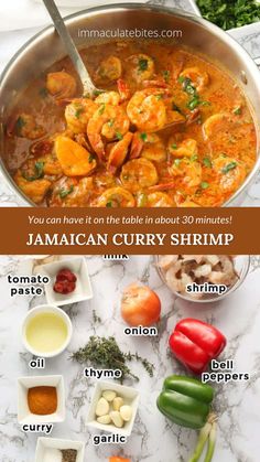 the ingredients to make jamaican curry shrimp