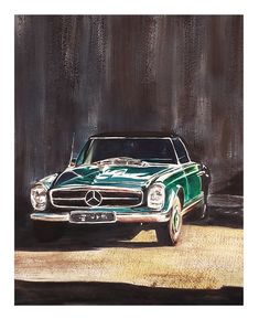 a painting of a mercedes benz sports car