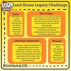 an orange poster with the words loud house legacy challenge