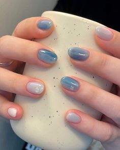 Nails Design Pastel, Glazed Donut Manicure, Winter Nails Design, Nails Galaxy, Moodboard Wallpaper, Blue Gel Nails, Gel Toe Nails