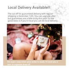 a woman is holding a ring in her hand and the text reads local delivery available