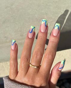 Pastel Square Nails, Nails With Designs Acrylic, 2023 Spring Nails, Blob Mirror, Hand Wall Art, Art Nails Design, Cargo Pants For Women, Wow Nails, Subtle Nails