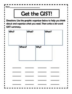 an activity sheet for students to learn how to use the gist