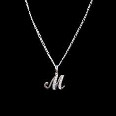 925 Sterling Silver Alphabet Letter M Pendant Necklace New Made In Mexico M Necklace Initial Silver, Letter M Initial Necklace, Letter M Pendant, M Letter Necklace, Silver Formal Initial Necklace, Silver Pendant Initial Necklace For Formal Occasions, Formal Silver Pendant Initial Necklace, Hallmarked Silver Initial Pendant Necklace, Silver Hallmarked Initial Pendant Necklace