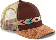 This Ariat cap features a front panel of solid brown with embroidered aztec band. Cork-like bill and tan mesh back with snapback closure ensure breathability and a comfortable fit. Features: Snapback closure One Size fits most 100% Polyester Imported Solid Brown, Cork, Comfort Fit, Mesh, Band