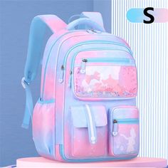 UAKISS - Primary Kawaii Cute Waterproof Little Gradient Color Children Backpack School Bags Back Pack For Kid Child Teenage Schoolbag sac