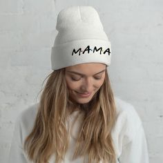 FRIENDS Mama Embroidered Knit Hat Cuffed Beanie | Mom Hat Mother's Day New Mom Mom's Birthday gift Trendy Belts, Cute Christmas Tree, Cuffed Beanie, Holiday Wardrobe, Narwhal, Skull Cap Beanie, Big Game, Cozy Knits, Fraternity