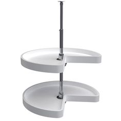 two tiered white plate stand with metal handles