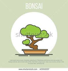 a bonsai tree in a pot with the words bonsai on it's side