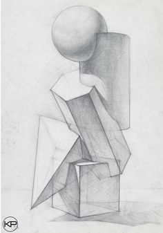 a pencil drawing of an abstract figure