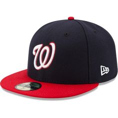 Men's Washington Nationals New Era Navy/Red Alternate Authentic Collection On-Field 59FIFTY Fitted Hat Red Bill, Washington Nationals, New Era 59fifty, Fitted Caps, Fitted Hat, Fitted Hats, Team Colors, Sport Fitness, New Era