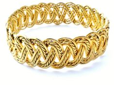 Vintage Fashion Jewelry - This is a wide gold tone bangle bracelet with a woven design. It is almost 1" wide, inside circumference is 8.25" Gold Bangle Bracelet, Woven Design, Bangle Bracelet, Bangle Bracelets, Gold Bracelet, Gold Tones, Fashion Jewelry, Bangles, Vintage Fashion