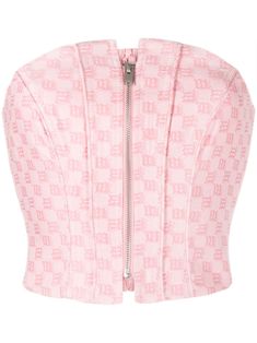 Find MISBHV Monogram-print Corset Top on Editorialist. bubblegum pink cotton blend monogram print strapless front zip fastening straight hem cropped Chloe 2024, Pink Streetwear, Black Mesh Top, Pink Corset, Chic Leather, Y2k Pink, Tumblr Fashion, Demi Fine Jewelry, Monogram Prints