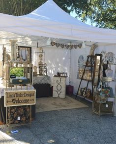 a tent with lots of different items on it