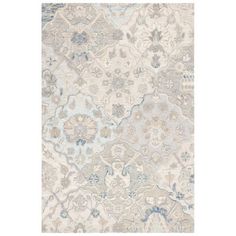 an area rug with blue and beige colors