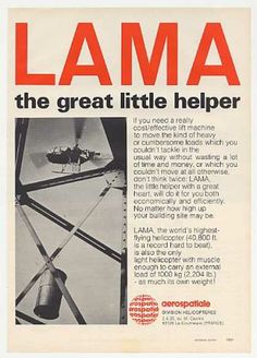 an advertisement for the air craft company lamaa, which is being used as a propellor