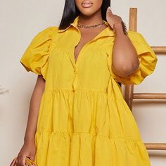 Puff Sleeves Loose Casual Mini Dress Short Loose Dress, Loose Shirt Dress, Loose Mini Dress, Princess Sleeves, Street Dress, Split Maxi Dress, Multicolor Dress, Turndown Collar, Puffed Sleeves Dress