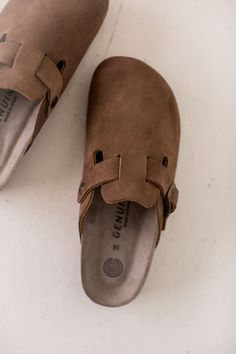 Meet the 'Tacoma' suede clogs – now in a new color! These clogs are the epitome of comfort and style, and they can add a touch of charm to any outfit. Luxury Brown Clogs For Workwear, Cheap Brown Clogs With Buckle Closure, Affordable Brown Clogs With Buckle Closure, Suede Slip-on Clogs With Cushioned Footbed, Brown Textured Footbed Slip-on Clogs, Brown Suede-lined Clogs With Round Toe, Brown Suede Slip-on Clogs, Suede Slip-on Clogs With Buckle Closure, Boston Clogs