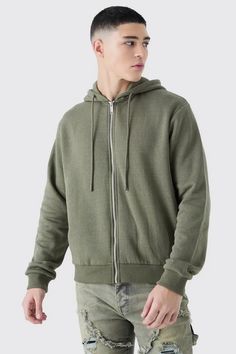 Boxy Fit Zip Through Hoodie | boohooMAN USA Basic Sweatshirt With Adjustable Hood, Basic Hooded Sweatshirt For Everyday, Basic Everyday Hooded Hoodie, Basic Everyday Hooded Sweatshirt, Basic Everyday Hoodie, Solid Color Everyday Hoodie With Double-lined Hood, Basic Solid Hoodie With Drawstring Hood, Basic Sweatshirt With Drawstring Hood, Basic Solid Color Hoodie With Drawstring