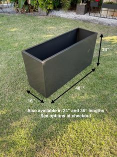 an outdoor planter is shown with measurements for the height and width, as well as how to measure it