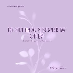 What are stalker, or recurring, cards in Tarot and what do they mean? This post contains all you’ll need to better understand that pesky card which wont leave you alone. Including: 🔮Definition 🔮Advice 🔮Examples 🔮A tarot spread AND 🔮My thoughts behind the phenomena of a singular card appearing a collective group or gathering of people! Let me know your thoughts and ideas so we can discuss in the comments below 💜✨ #tarotcommunity #tarottips #tarottipsforbeginners #divinationwitch #sta... Tarot Spread, My Thoughts, Tarot Spreads, Knowing You, Let Me, Let It Be, Quick Saves