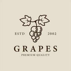 grapes logo with leaves on the top and bottom, in brown ink against a beige background