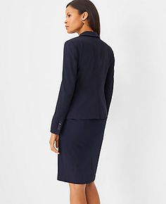 Elevate your wardrobe with the Ann Taylor Petite Notched One Button Blazer in Seasonless Stretch, a must-have for seamless transition from office to evening. This tailored fit blazer in Nocturne Navy is designed specifically for petite frames, ensuring a perfect fit.

- Size: Petite 00
- Color: Nocturne Navy
- Material: Shell: 48% Polyester, 48% Viscose, 4% Elastane; Body Lining: 100% Polyester; Sleeve Lining: 95% Polyester, 5% Spandex
- Gender: Female
- Features: Notched lapel, long sleeves wit Fitted Professional Career Suits, Professional Fitted Suit For Career, Fitted Professional Blazer For Business Meetings, Fitted Notched Suit For Workwear, Professional Fitted Blazer For Business Meetings, Fitted Skirt Suit With Button Closure For Work, Fitted Suit With Button Closure For Workwear, Slim Fit Blazer With Button Closure For Work, Fitted Fall Blazer For Business Meetings