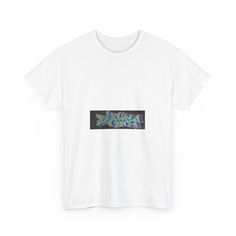 a white t - shirt with graffiti on it