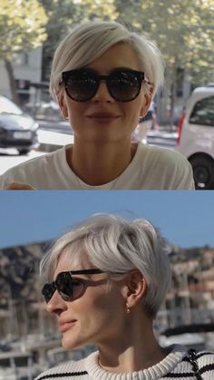 Center Part Pixie Haircut, Back Of Pixie Haircut, Bixie Colour Haircut 2024, Hair Dye Color Ideas, Trendy Bob, Bob Cuts, Gray Hair Cuts, Edgy Short Hair, Pixie Bob